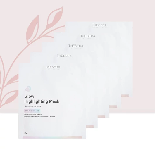 THESERA Glow Highlighting Mask – Ragyogást fokozó szövetfátyol maszk 5x25g